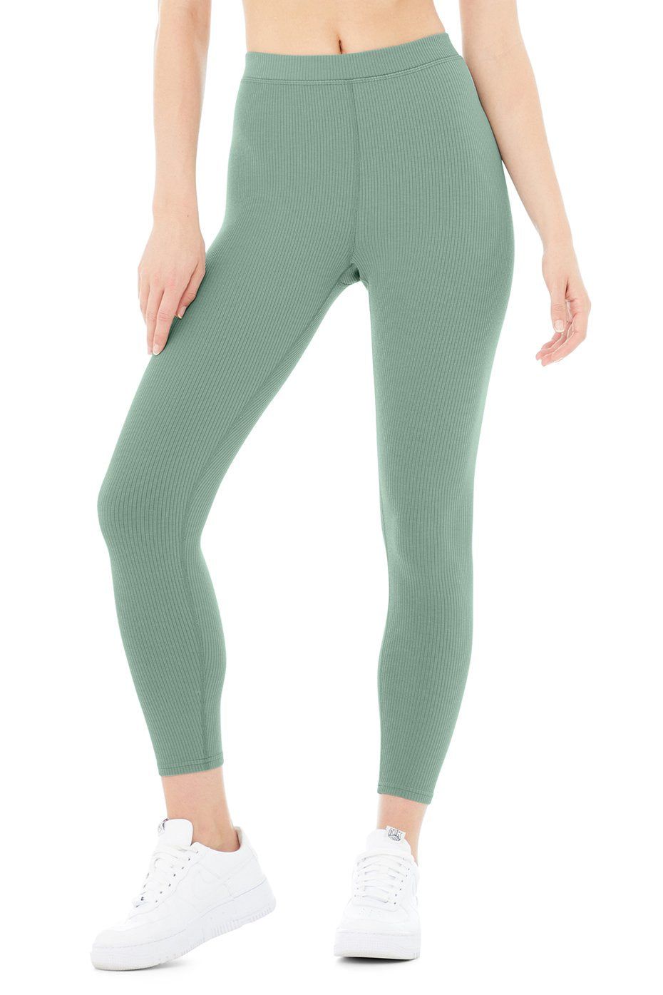 Ribbed High-Waist 7/8 Blissful Legging - Soft Seagrass sold by Alo Yoga