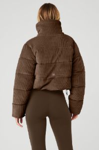 Ribbed Velour Gold Rush Puffer - Hot Cocoa sold by Alo Yoga