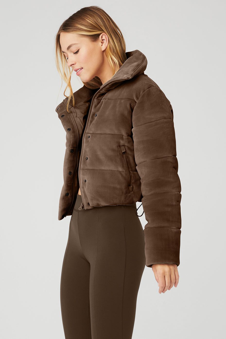 Ribbed Velour Gold Rush Puffer - Hot Cocoa sold by Alo Yoga product image thumbnail 3