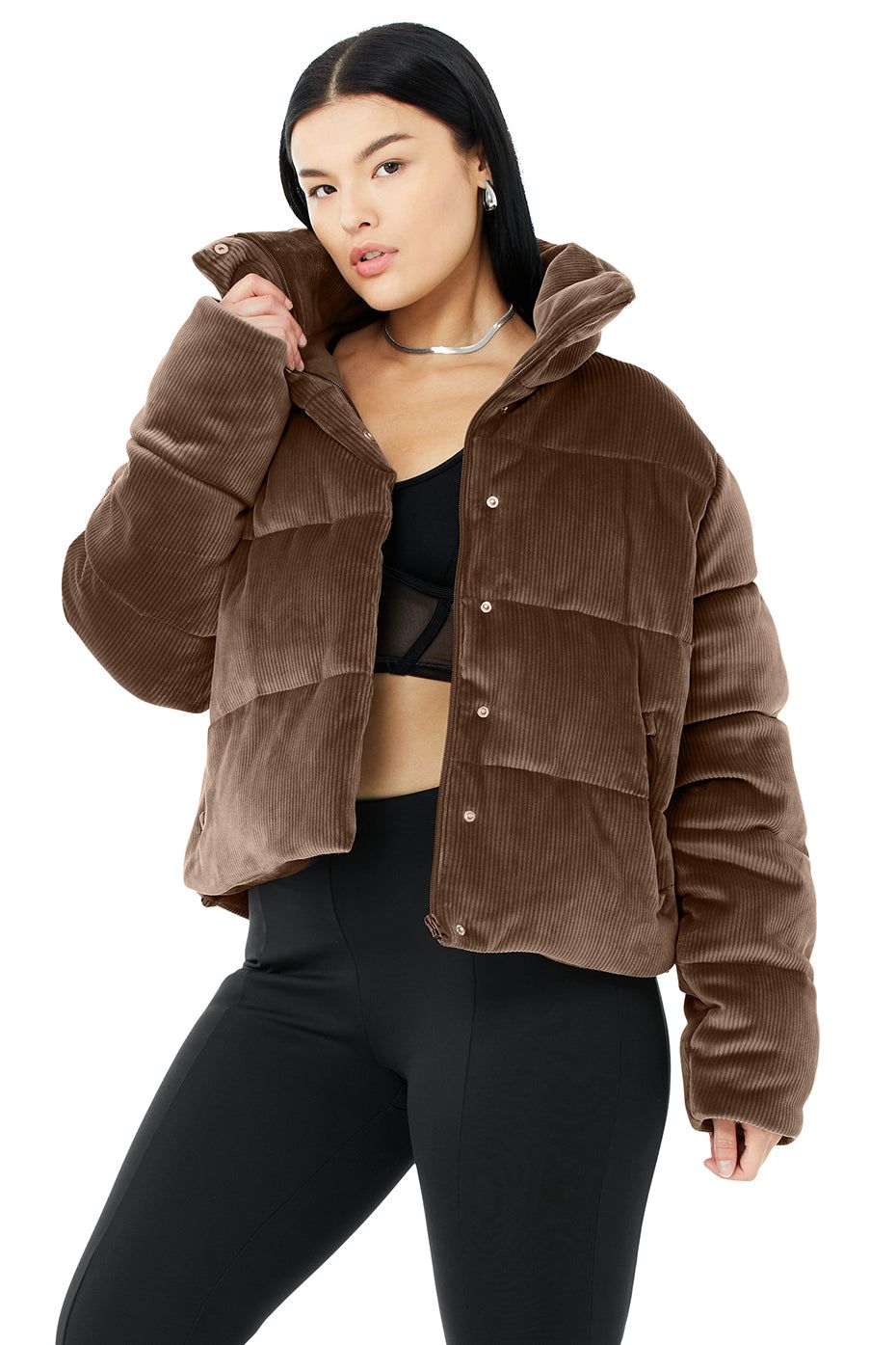 Ribbed Velour Gold Rush Puffer - Hot Cocoa sold by Alo Yoga product image thumbnail 7