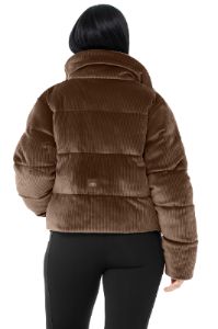 Ribbed Velour Gold Rush Puffer - Hot Cocoa sold by Alo Yoga