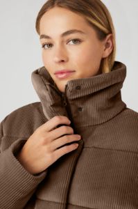 Ribbed Velour Gold Rush Puffer - Hot Cocoa sold by Alo Yoga