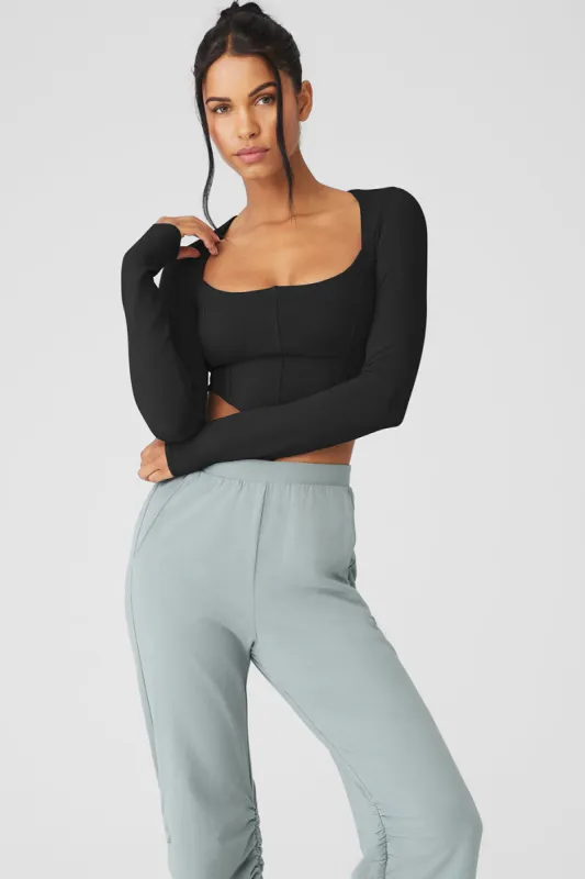 Soft Sculpt Long Sleeve - Black made by Alo Yoga