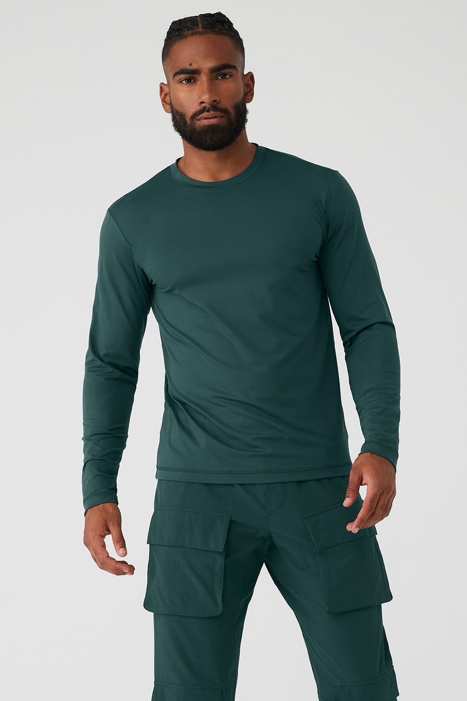 Conquer Reform Crewneck Long Sleeve - Midnight Green sold by Alo Yoga