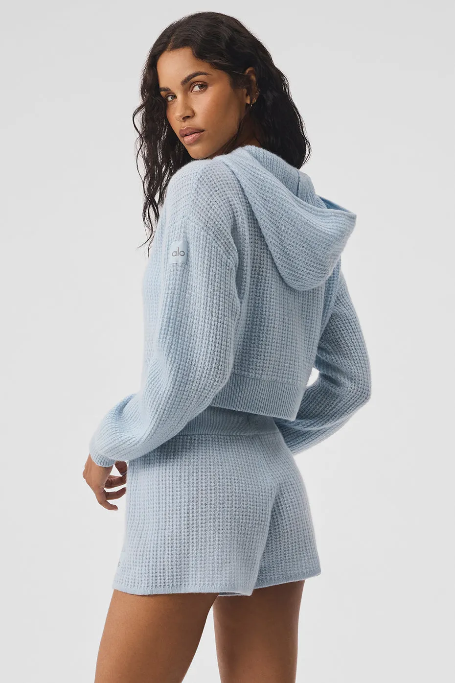 Cashmere Plush Waffle Full Zip Hoodie - Crystal Blue sold by Alo Yoga product image thumbnail 2