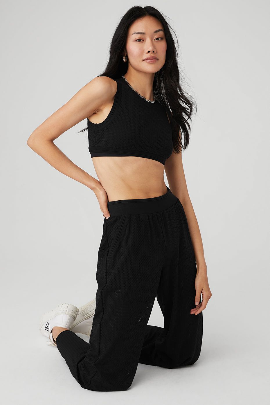 Mesh All-Star Bra Tank & Mesh All-Star Wide Leg Pant Set - Black sold by Alo Yoga product image thumbnail 4
