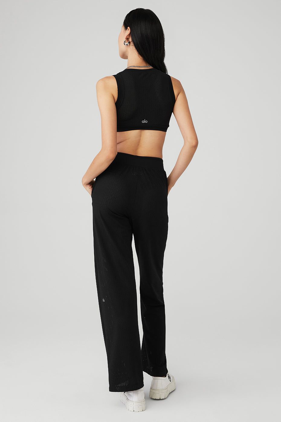 Mesh All-Star Bra Tank & Mesh All-Star Wide Leg Pant Set - Black sold by Alo Yoga product image thumbnail 3