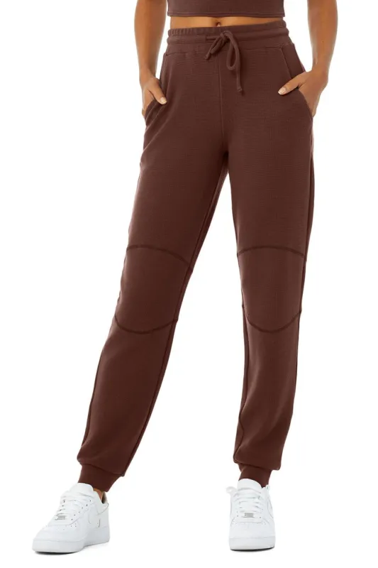Micro Waffle Fireside Sweatpant - Cherry Cola sold by Alo Yoga