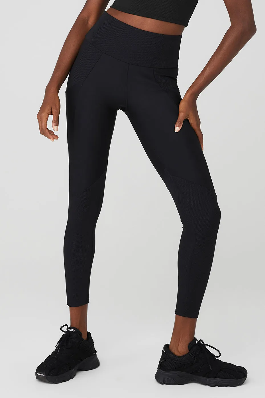 Ribbed Airlift High-Waist 7/8 Enchanted Legging - Black sold by Alo Yoga