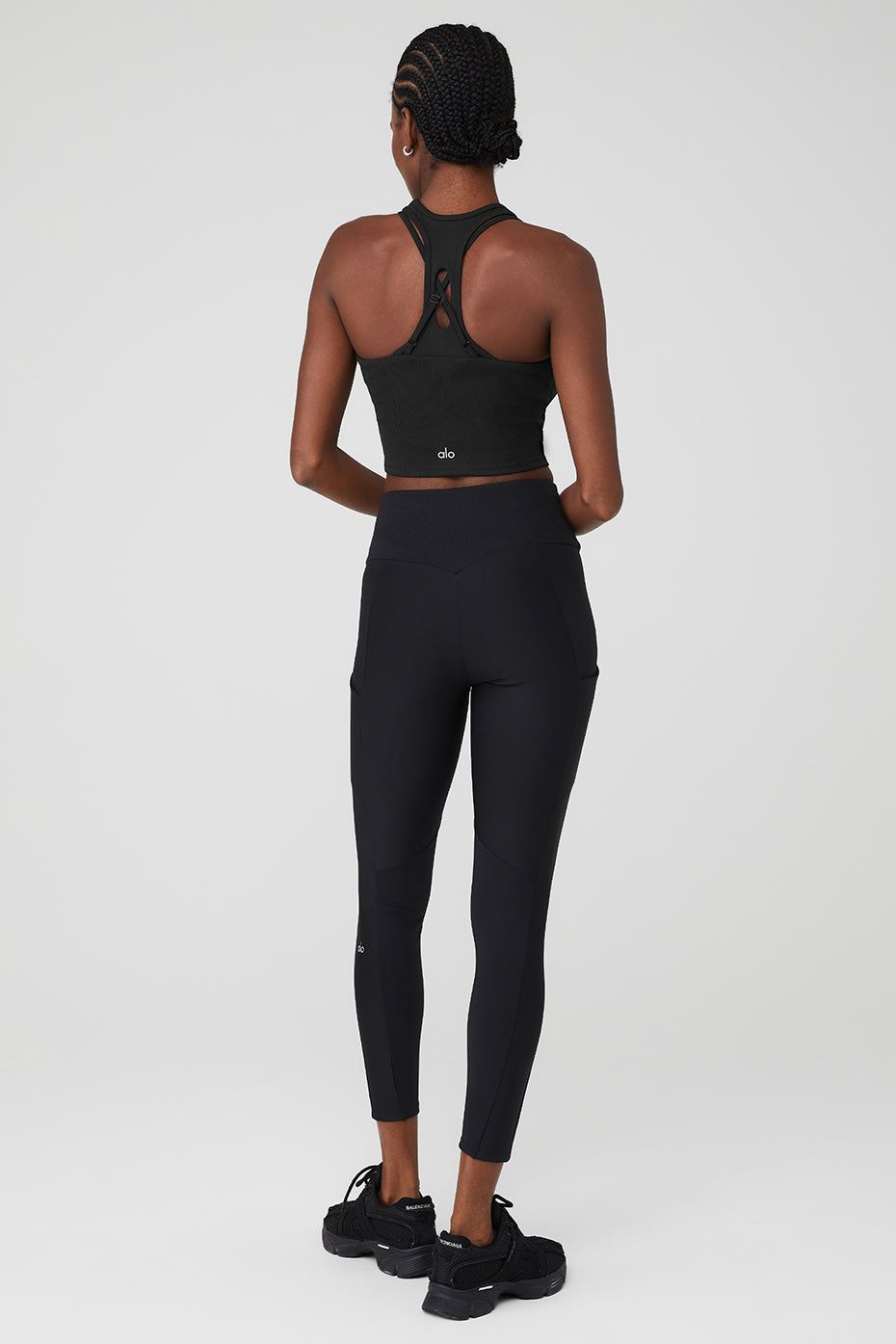 Ribbed Airlift Enchanted Bra Tank & Ribbed Airlift High-Waist 7/8 Enchanted Legging Set - Black sold by Alo Yoga product image thumbnail 2