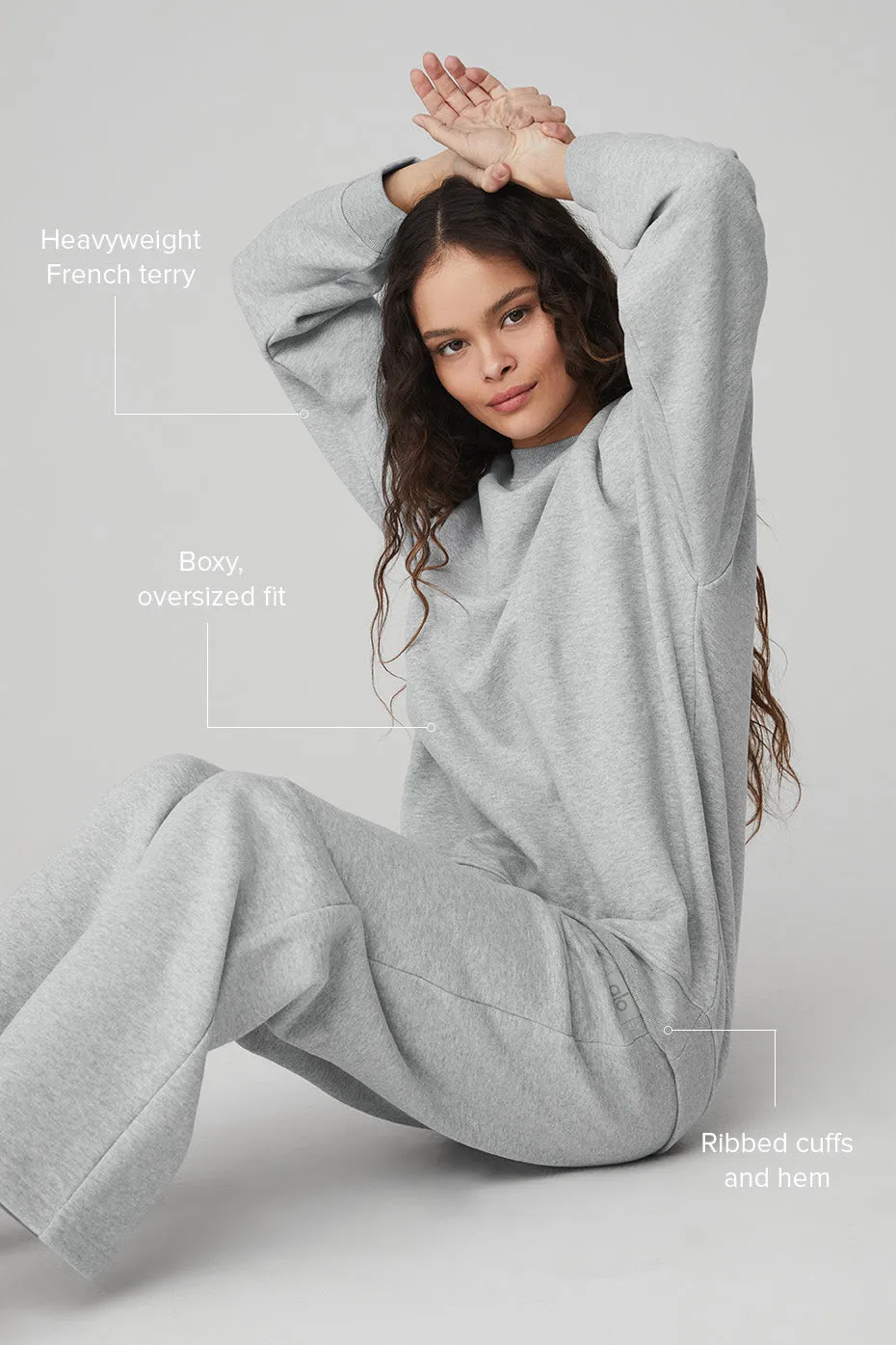 Renown Heavy Weight Crew Neck Pullover - Athletic Heather Grey sold by Alo Yoga product image thumbnail 2