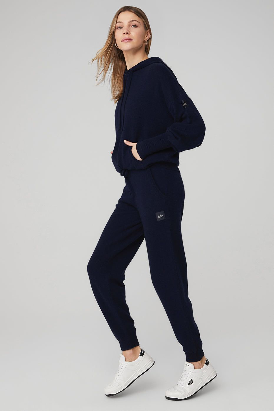 Cashmere Jet Set Hoodie & High-Waist Pant Set - Navy sold by Alo Yoga product image thumbnail 2