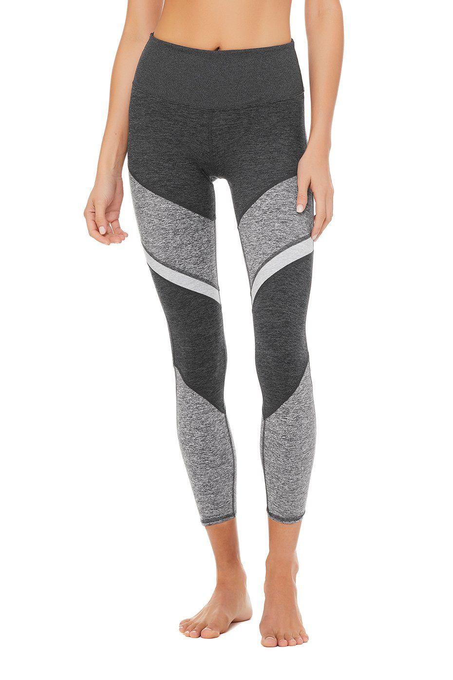 High-Waist Alosoft Sheila Legging - Dark Heather Grey/Dove Grey Heather/Zinc Heather sold by Alo Yoga