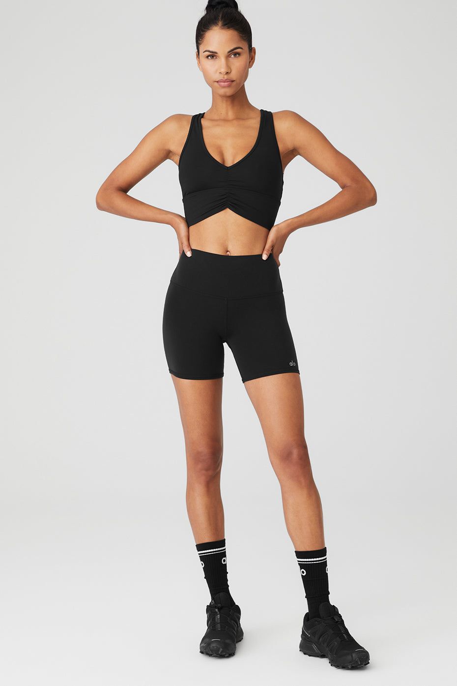 Wild Thing Bra & 5" Airbrush High-Waist Biker Short Set - Black sold by Alo Yoga