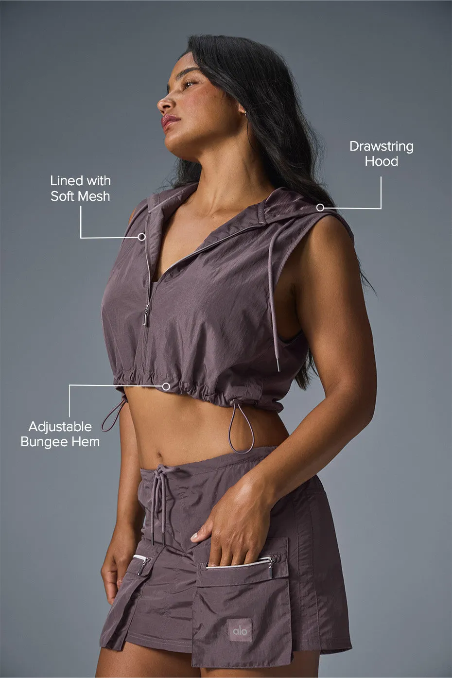 Crinkle Cropped Surplus Vest - Raisinette sold by Alo Yoga product image thumbnail 2