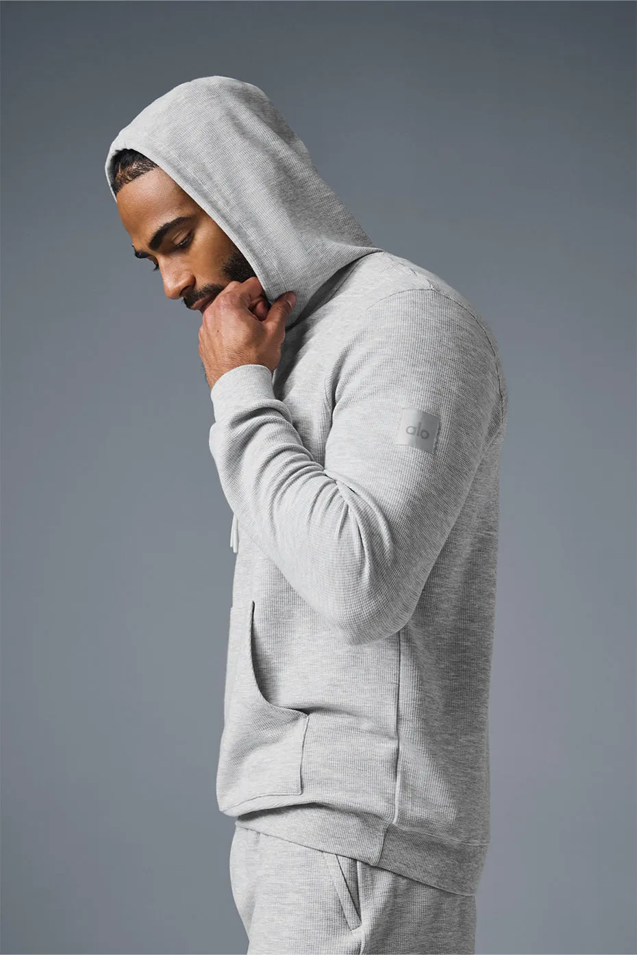Micro Waffle Fast Break Hoodie - Athletic Heather Grey sold by Alo Yoga product image thumbnail 4