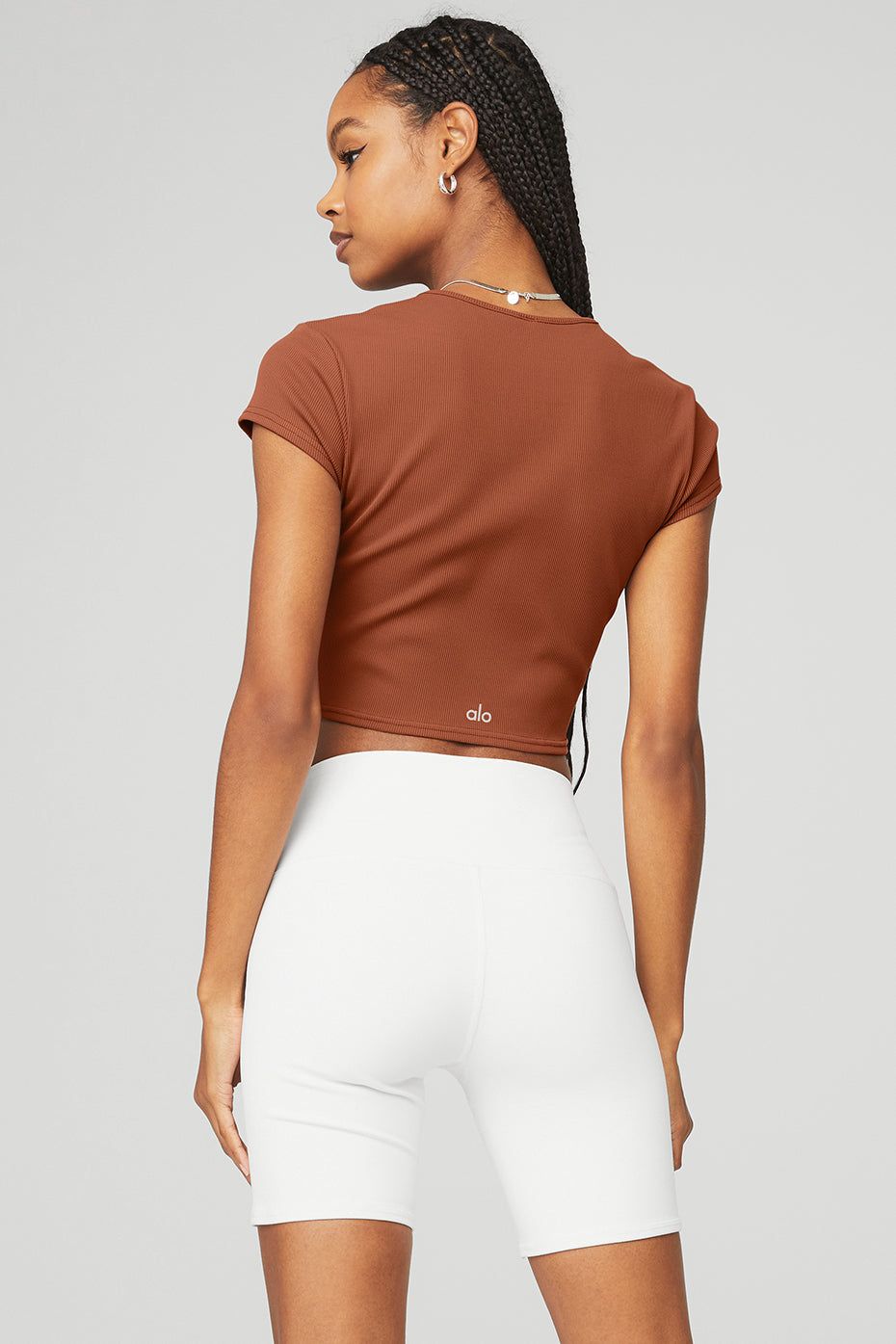 Ribbed Cropped Savvy Short Sleeve - Rust sold by Alo Yoga product image thumbnail 4