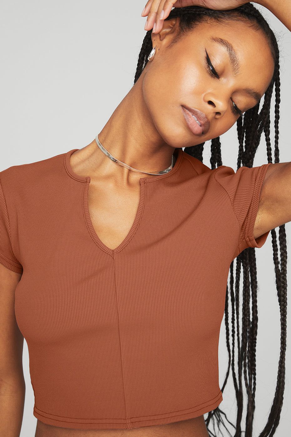 Ribbed Cropped Savvy Short Sleeve - Rust sold by Alo Yoga product image thumbnail 5