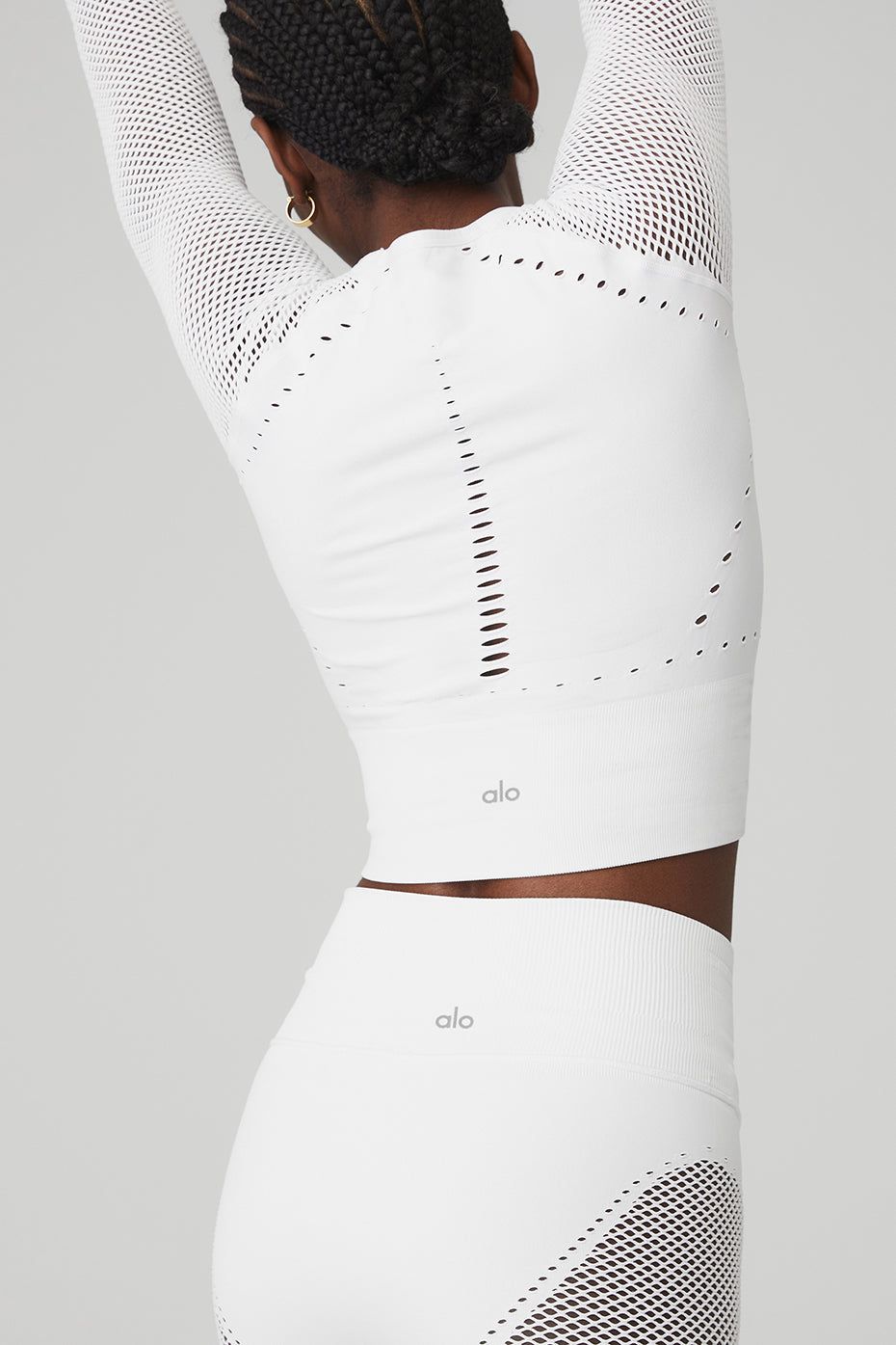 Seamless Open Air Long Sleeve - White sold by Alo Yoga product image thumbnail 5