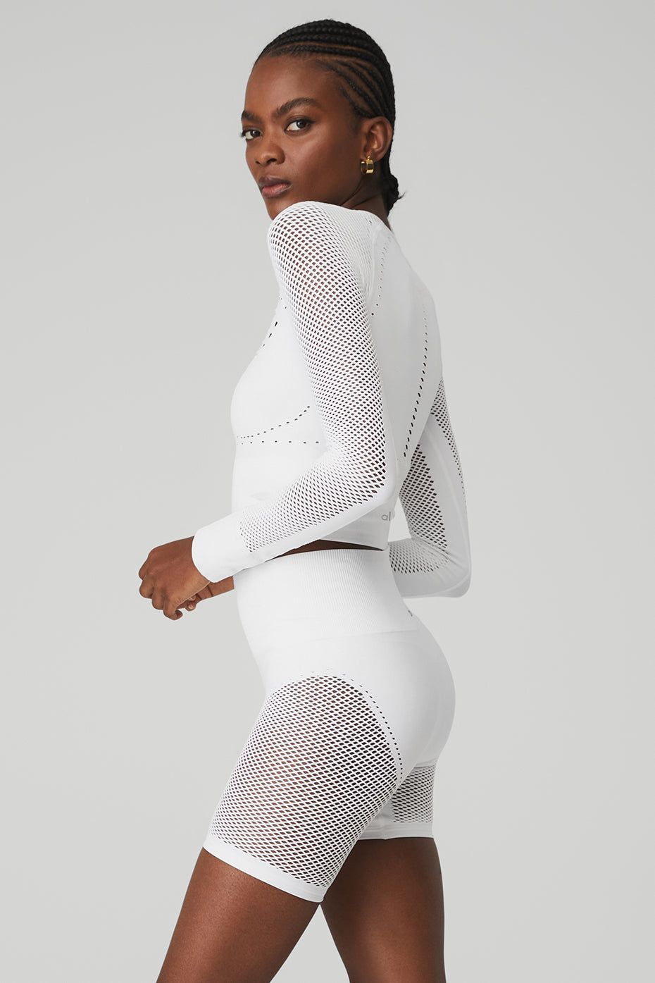 Seamless Open Air Long Sleeve - White sold by Alo Yoga product image thumbnail 3