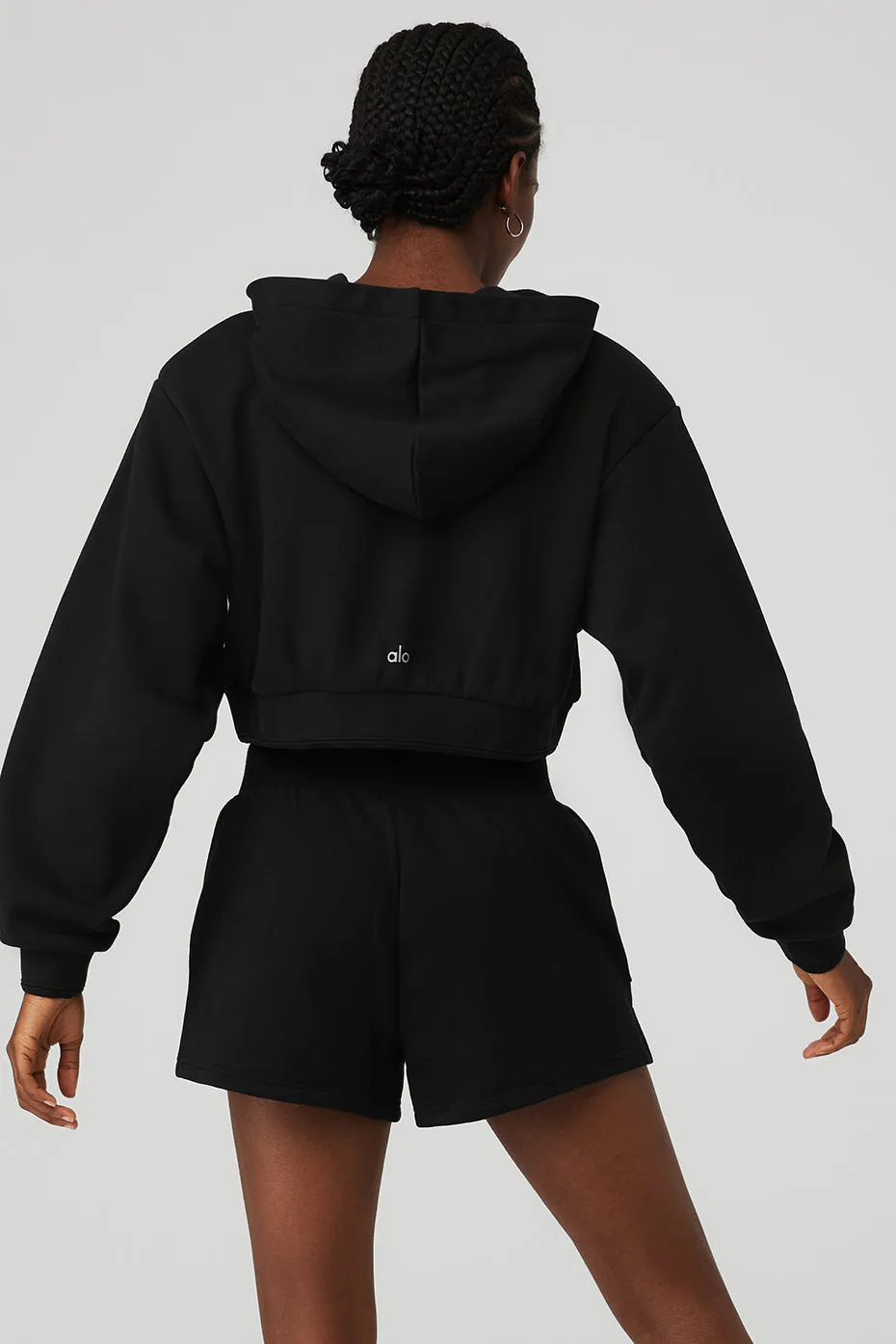 Cropped Headliner Shoulder Pad Hoodie - Black sold by Alo Yoga product image thumbnail 3