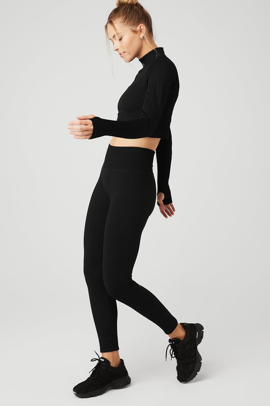 Seamless Cable Knit Long Sleeve Top & Seamless Cable Knit High-Waist Legging Set sold by Alo Yoga product image thumbnail 3