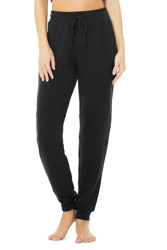 Micro Waffle Fireside Sweatpant - Black sold by Alo Yoga