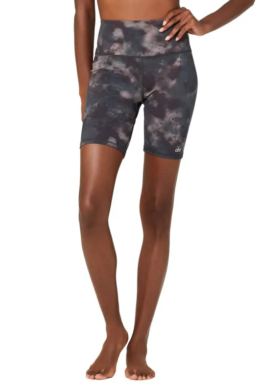 High-Waist Solarized Tie-Dye Biker Short - Oxblood sold by Alo Yoga