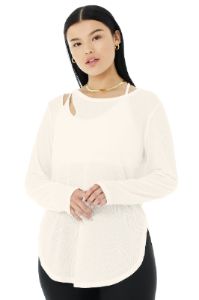 Ribbed Peak Long Sleeve - Ivory sold by Alo Yoga