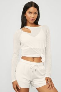 Ribbed Peak Long Sleeve - Ivory sold by Alo Yoga