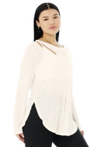 Ribbed Peak Long Sleeve - Ivory sold by Alo Yoga