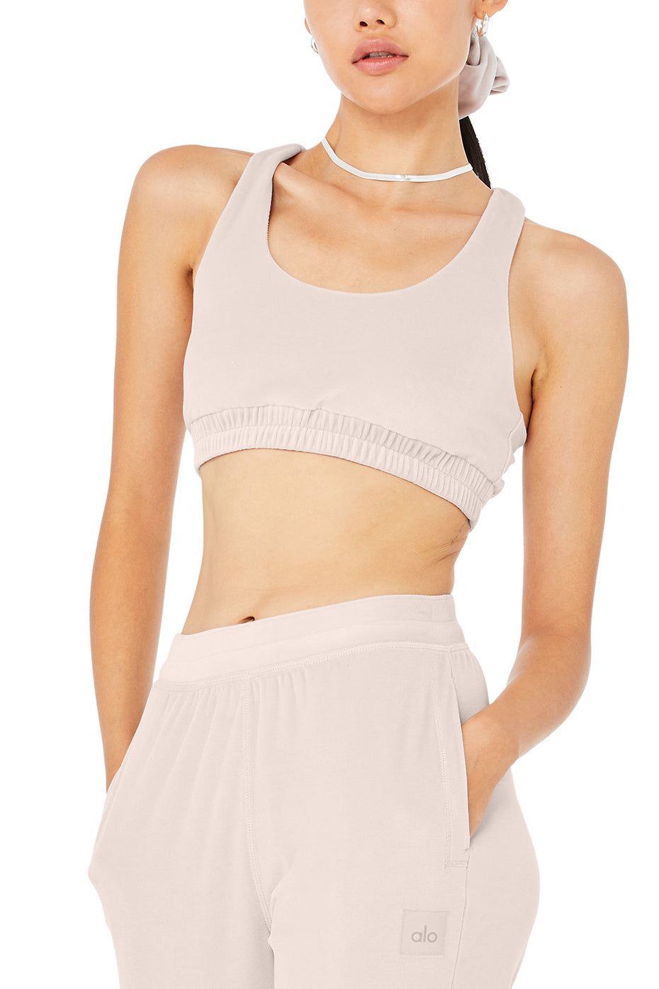 Velour Glimmer Scoop Neck Bra - Dusty Pink sold by Alo Yoga product image thumbnail 4