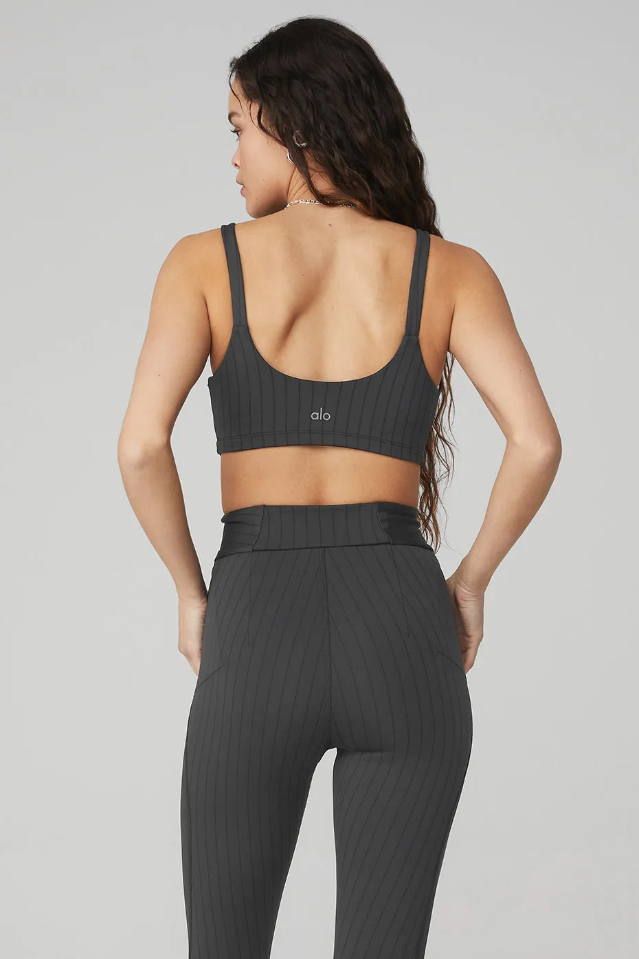 Pinstripe Bra - Anthracite/Black sold by Alo Yoga product image thumbnail 2
