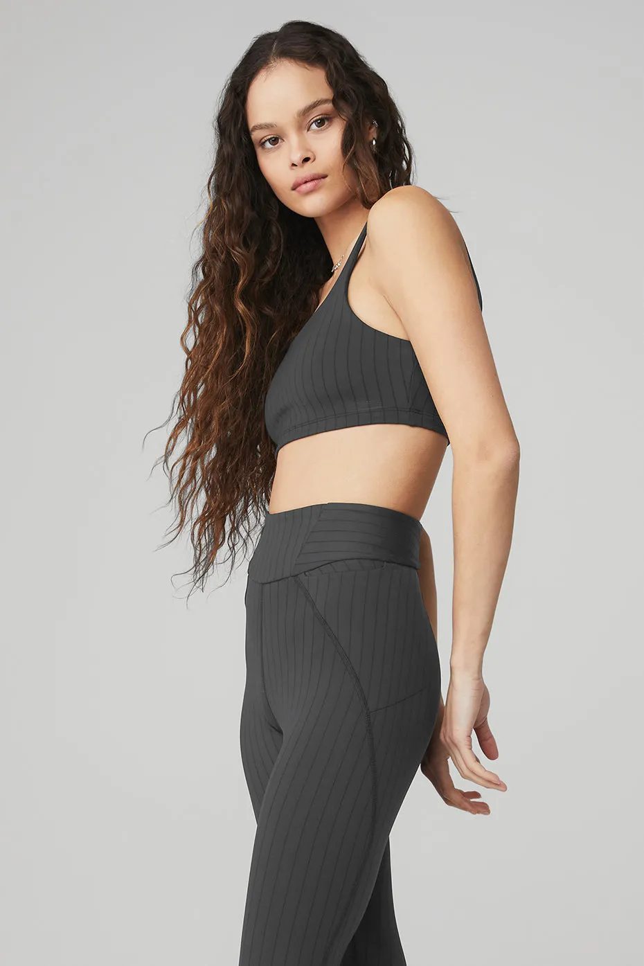 Pinstripe Bra - Anthracite/Black sold by Alo Yoga product image thumbnail 3