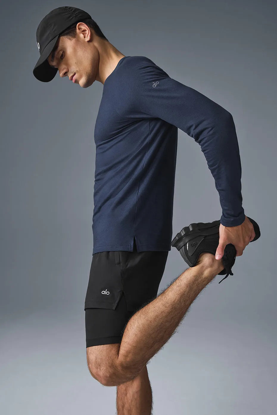 Triumph Long Sleeve Tee - Navy sold by Alo Yoga product image thumbnail 3