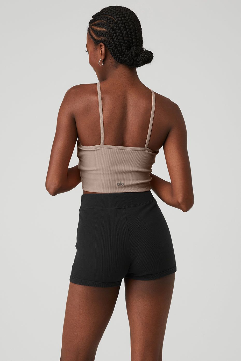 Goddess Ribbed Cross Crop Top - Taupe sold by Alo Yoga product image thumbnail 2