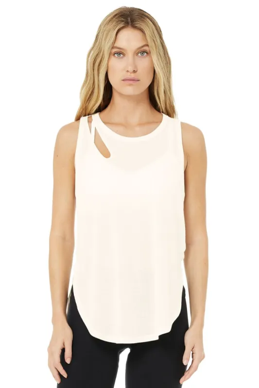 Ribbed Peak Tank - Ivory sold by Alo Yoga