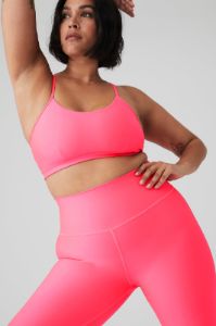 Airlift Intrigue Bra & 7/8 High-Waist Airlift Legging Set - Fluorescent Pink Coral sold by Alo Yoga