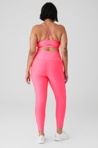 Airlift Intrigue Bra & 7/8 High-Waist Airlift Legging Set - Fluorescent Pink Coral sold by Alo Yoga