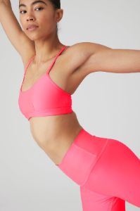 Airlift Intrigue Bra & 7/8 High-Waist Airlift Legging Set - Fluorescent Pink Coral sold by Alo Yoga