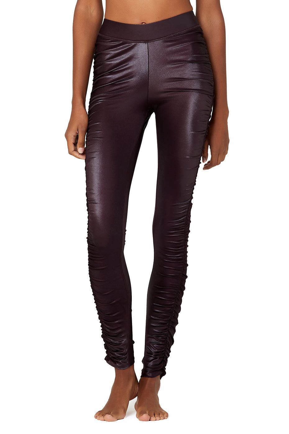 High-Waist Cinched Legging - Oxblood Shine sold by Alo Yoga