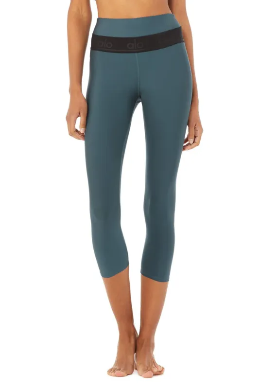 High-Waist Fitness Capri - Deep Jade/Black sold by Alo Yoga