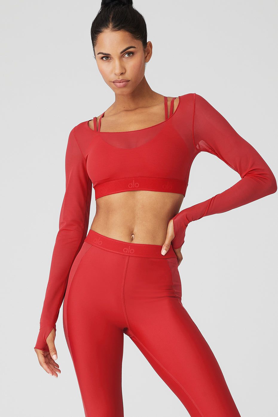 Airlift Long Sleeve Ballet Dream Bra - Classic Red sold by Alo Yoga product image thumbnail 2