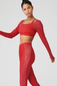 Airlift Long Sleeve Ballet Dream Bra - Classic Red sold by Alo Yoga