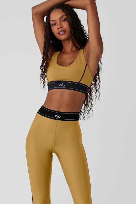 Airlift Suit Up Bra - Golden Olive Branch/Black sold by Alo Yoga