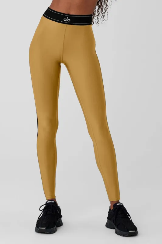 Airlift High-Waist Suit Up Legging - Golden Olive Branch/Black sold by Alo Yoga