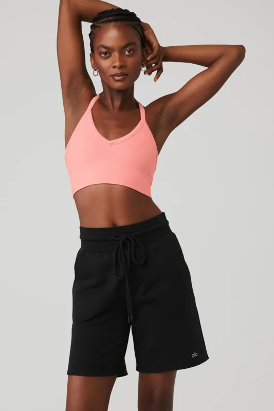 Seamless Ribbed Low Back Bra - Strawberry Lemonade sold by Alo Yoga