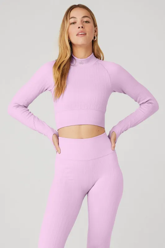 Seamless Cable Knit Long Sleeve Top - Sugarplum Pink sold by Alo Yoga