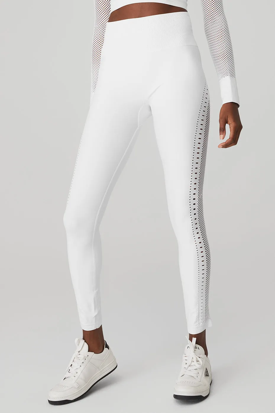 Seamless High-Waist 7/8 Open Air Legging - White sold by Alo Yoga