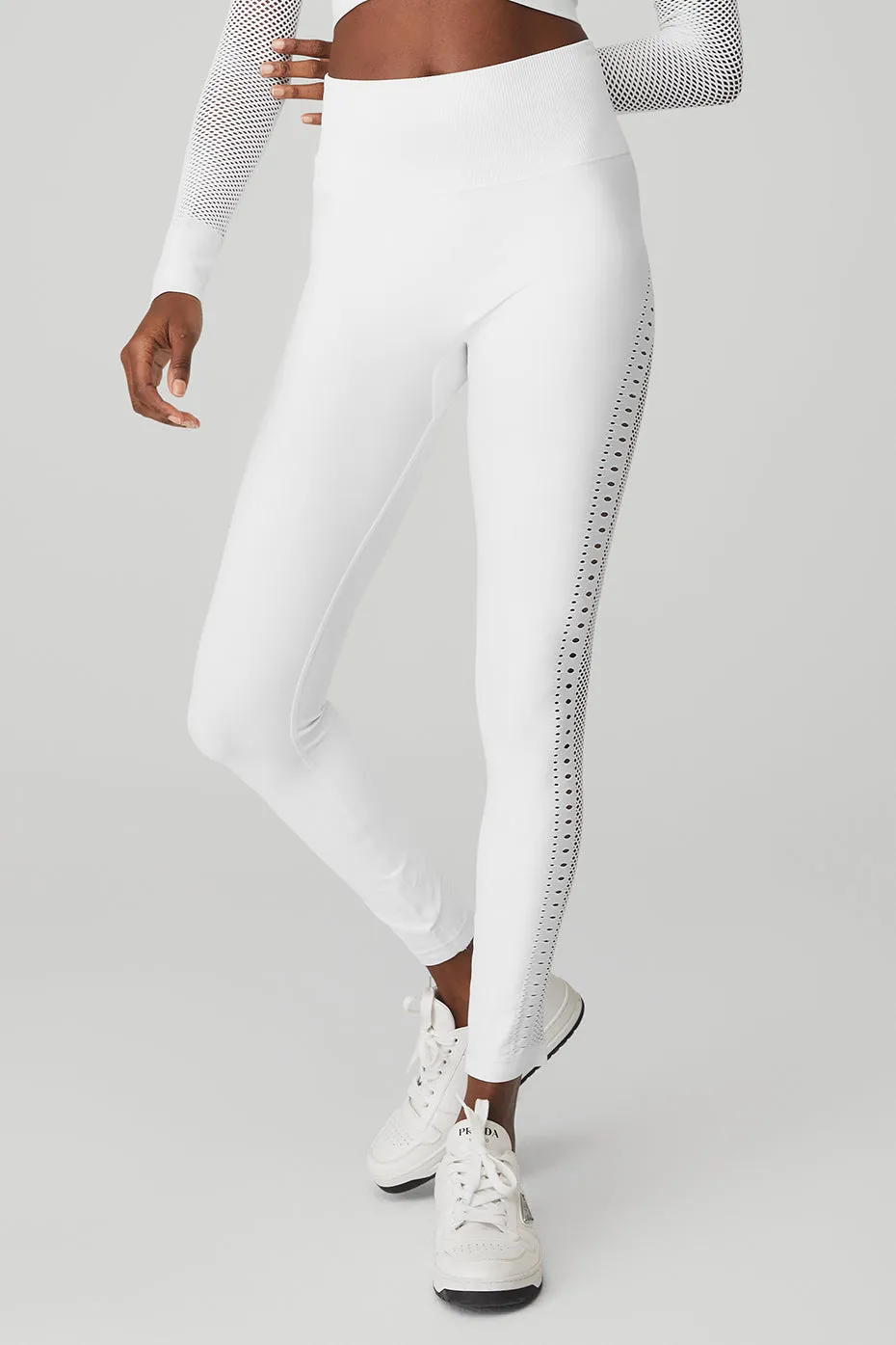 Seamless High-Waist 7/8 Open Air Legging - White sold by Alo Yoga product image thumbnail 3